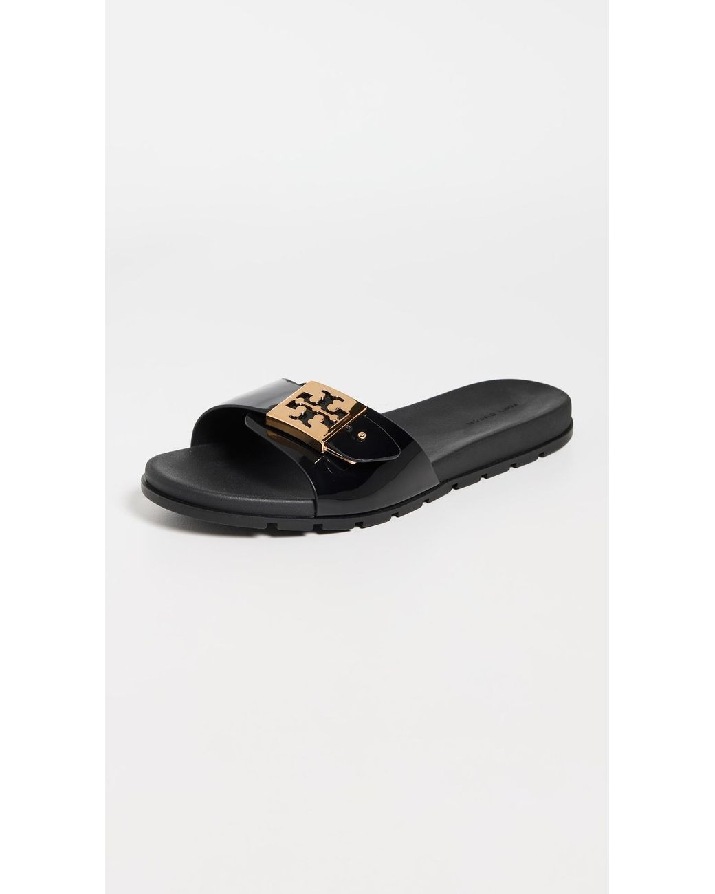 Tory Burch Black Buckle Slides