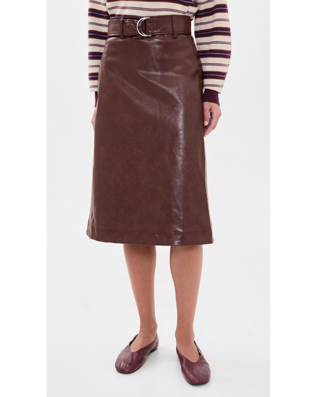 MSGM Red Leather Skirt