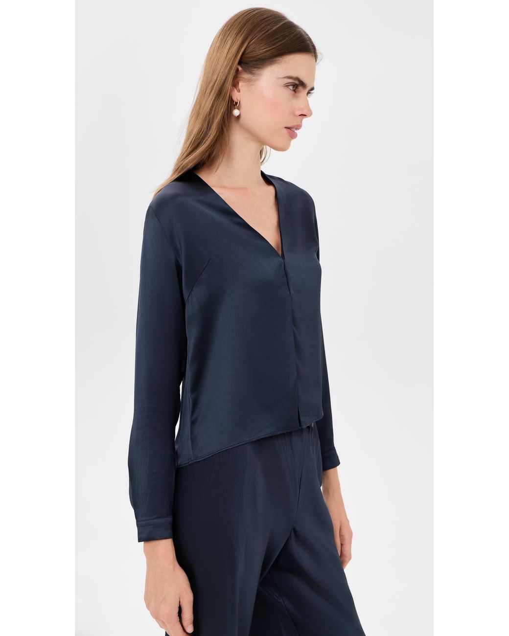Asher Blue Val Satin Blouse