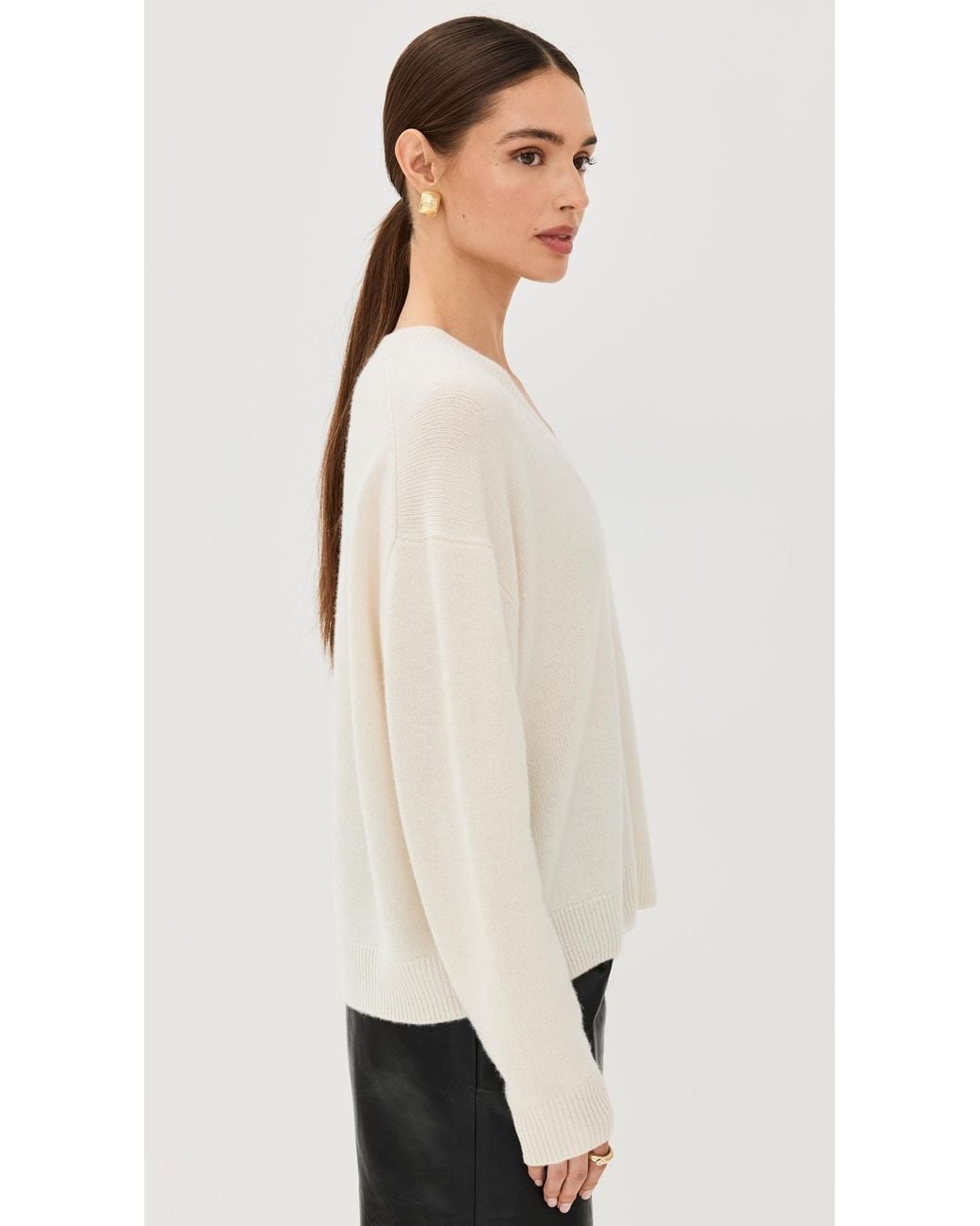 Anine Bing White Lee Cashmere Sweater