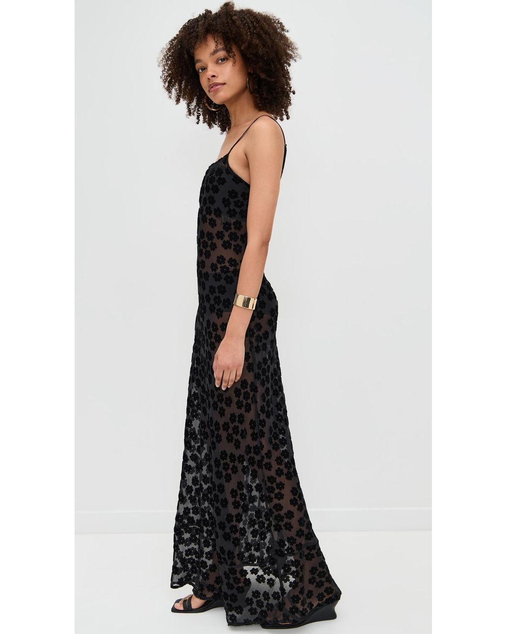 Vrg Grl Iris Bias Cut Maxi Dress in Black | Lyst