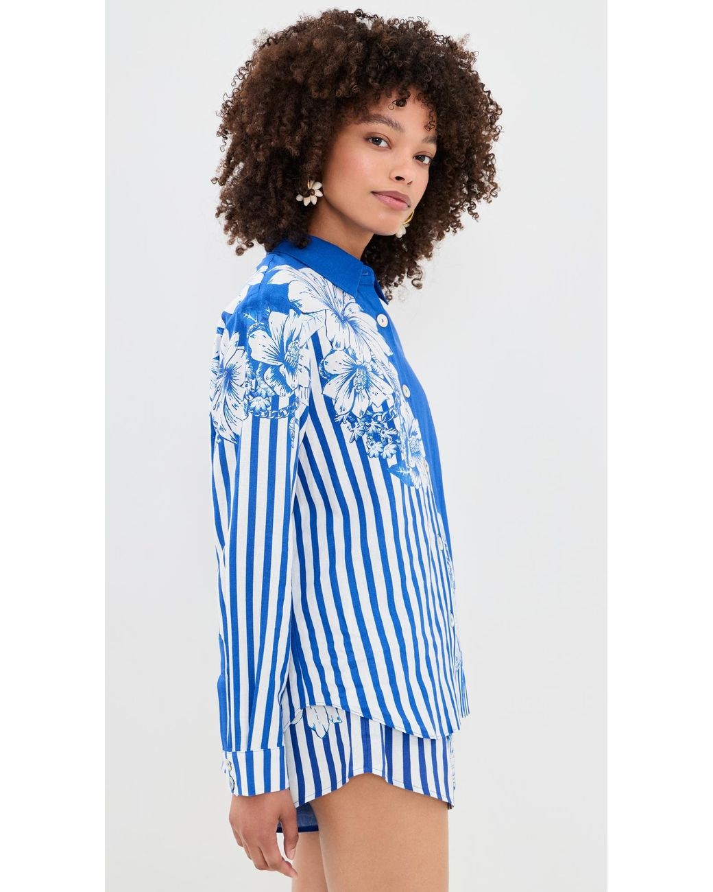 Farm Rio Blue Stripe Button Down