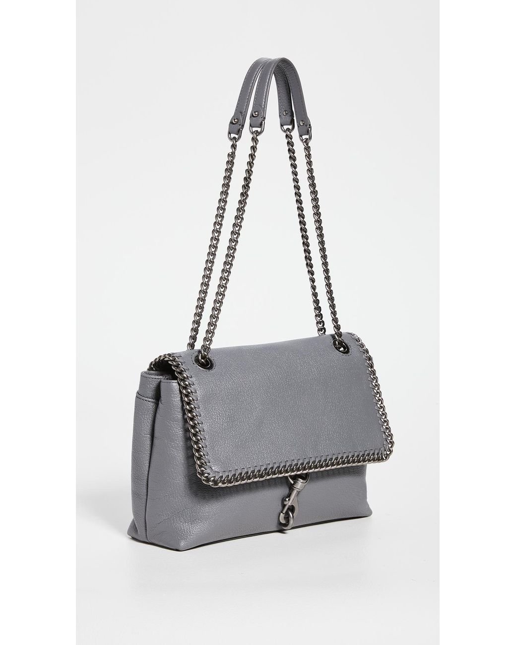 Rebecca Minkoff Edie Shoulder Bag With Woven Chain in Gray Lyst