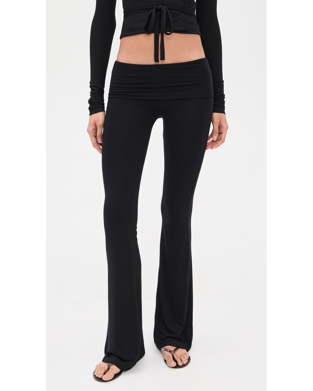 ÉTERNE Black Fold Over Flare Pants