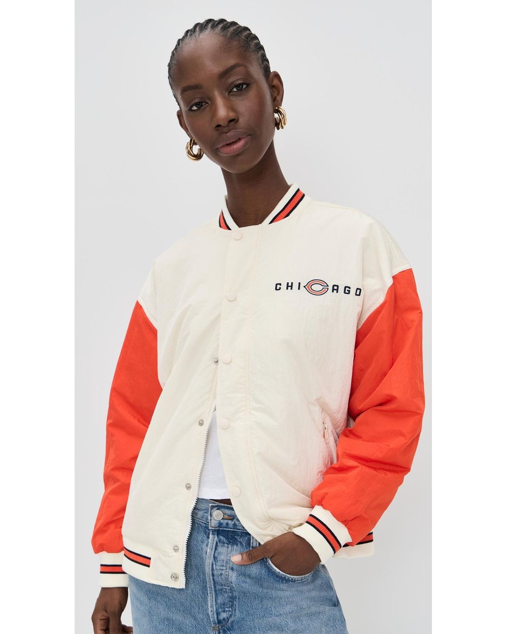 Terez Red Bears Colorblock Bomber Jacket
