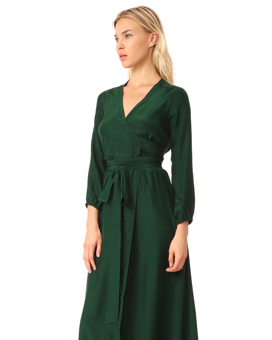 RHODE Silk Jagger Wrap Dress in Bottle 
