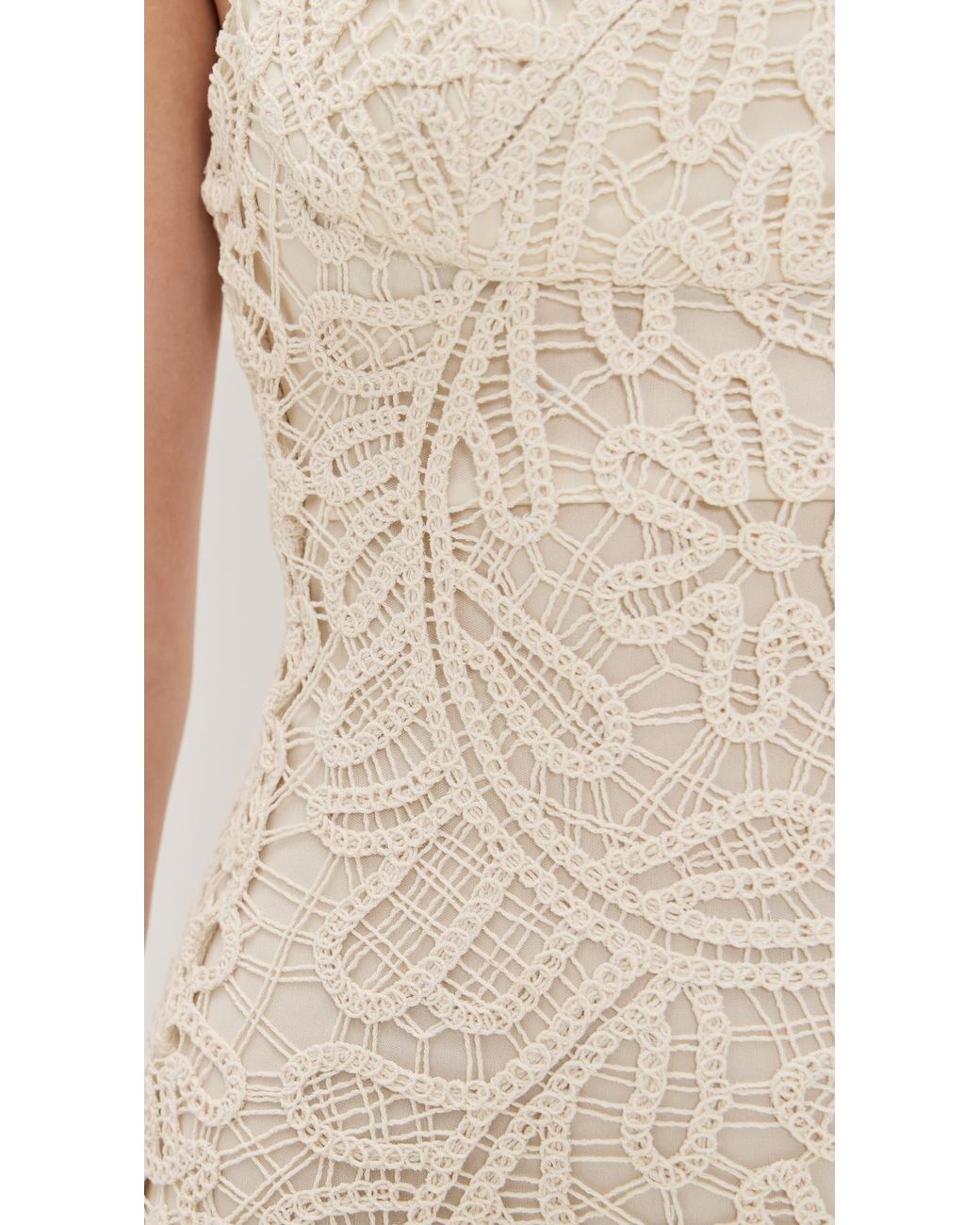 white christmas dresses Bardot – Adoni Crochet Midi Dress – campaign-outlet – Beige