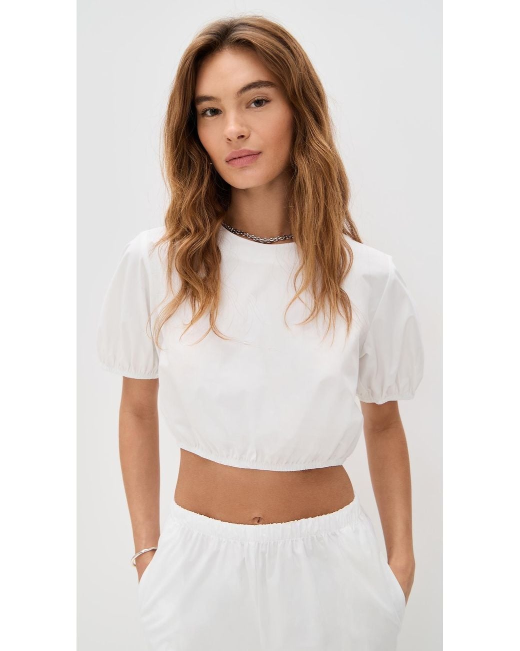 Le Bos White Lillian Cropped Blouse