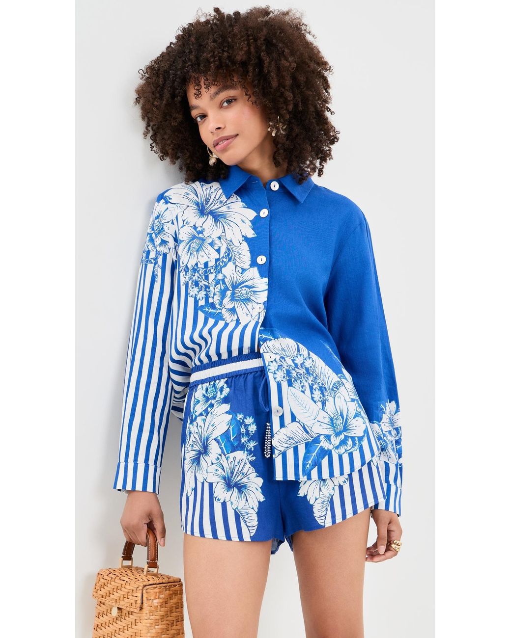 Farm Rio Blue Stripe Button Down