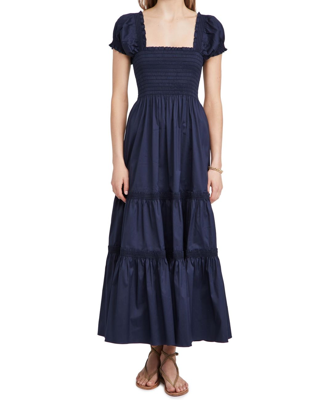 tory burch smocked midi dress TORY BURCH Smocked cotton-voile midi dress
