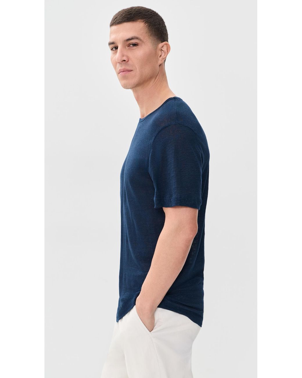 Onia Blue Chad Linen Tee for men