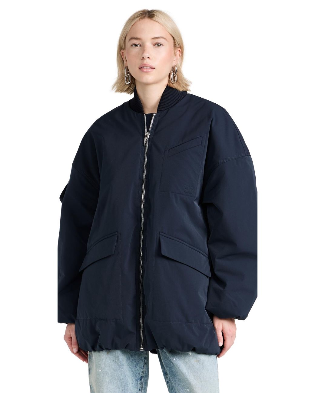 ジャケット・アウター Twill Oversized Jacket Ganni Light Twill Oversized Bomber Jacket in Blue | Lyst