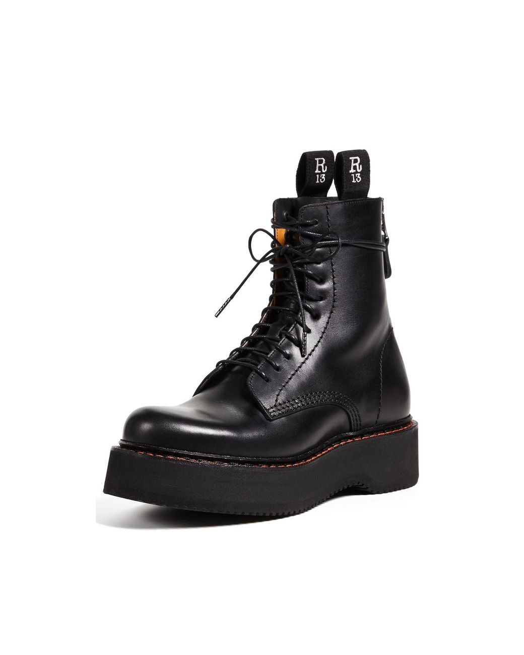 R13 Black Platform Combat Boots