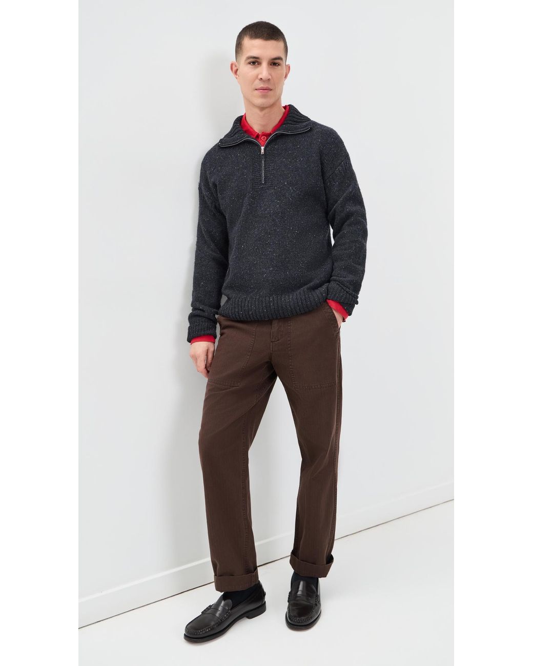 Alex Mill Blue Quarter Zip Sweater for men