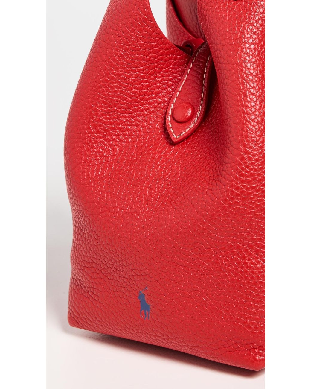 Polo Ralph Lauren Shiny Drum Pebble Crossbody Bag in Red | Lyst