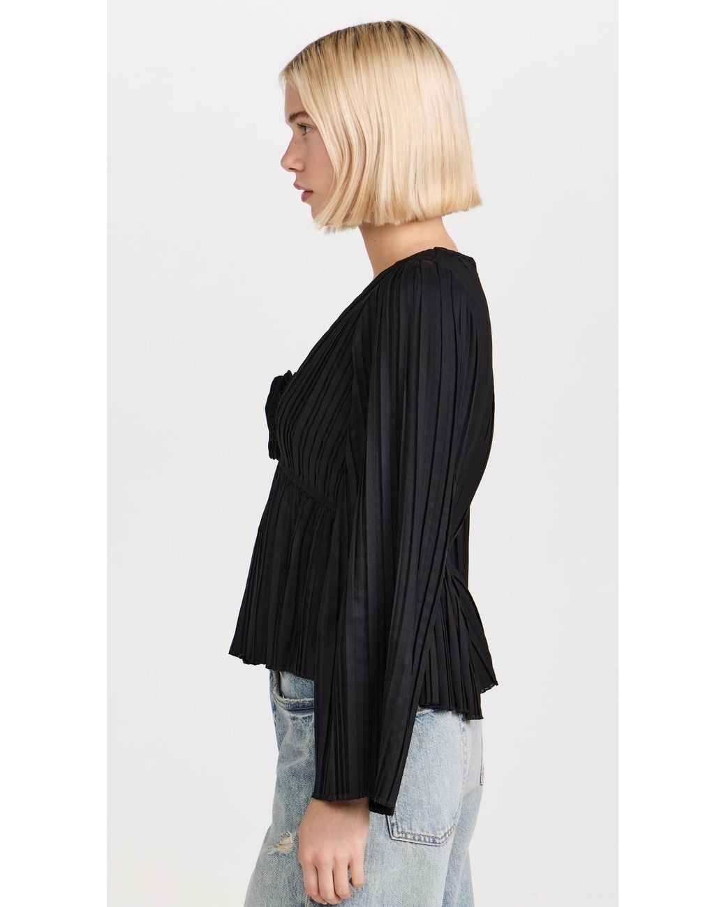 Sea Black Nomi Solid Rosette Top