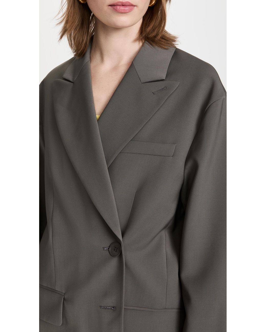Tibi Gray Tropical Wool Liam Blazer