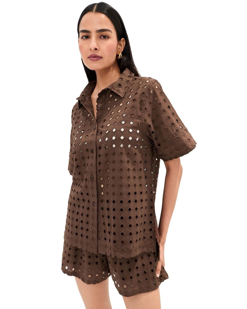 Le Bos Brown Leila Button Down Shirt