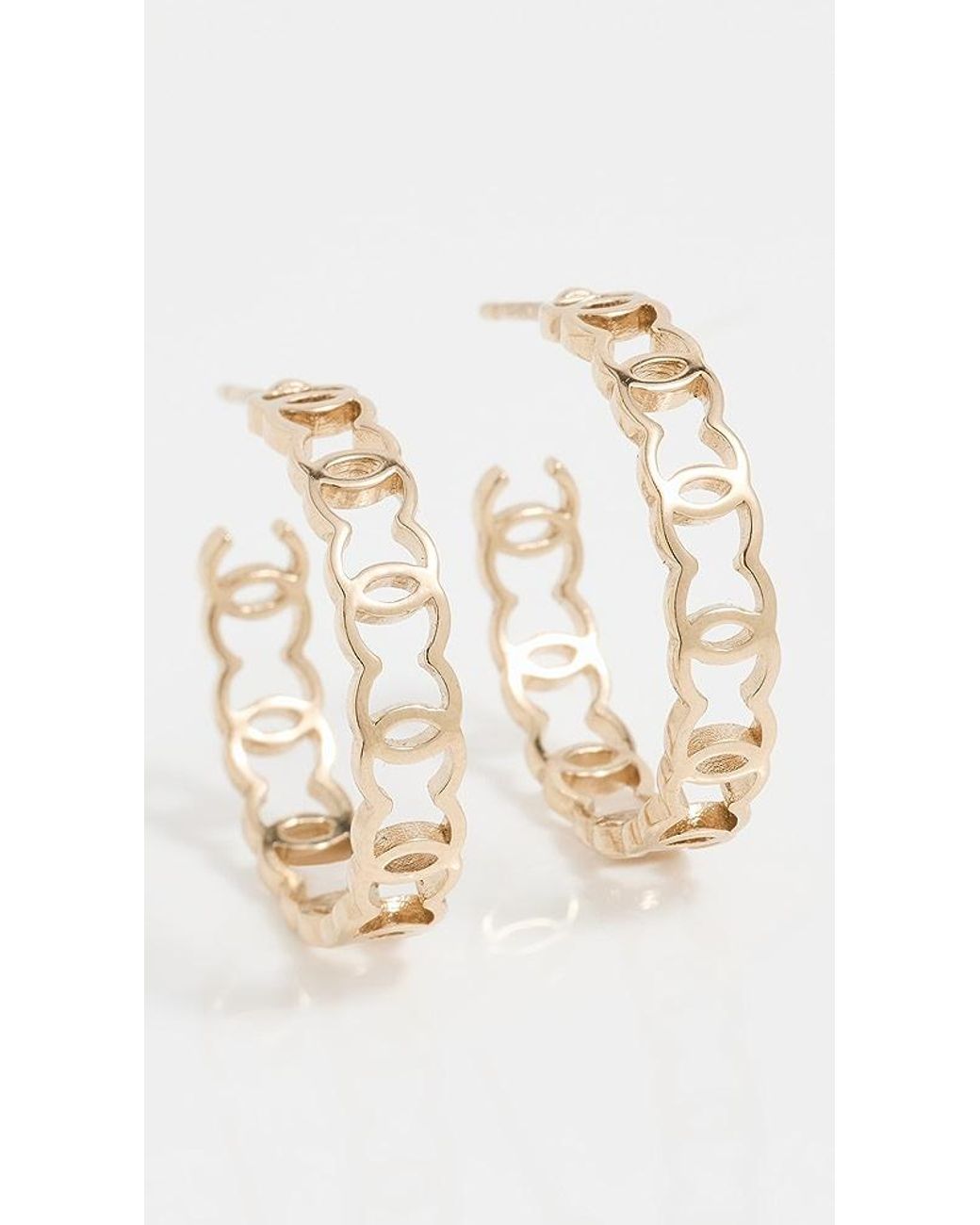 What Goes Around Comes Around Chanel Gold Hoop Earrings in Natural