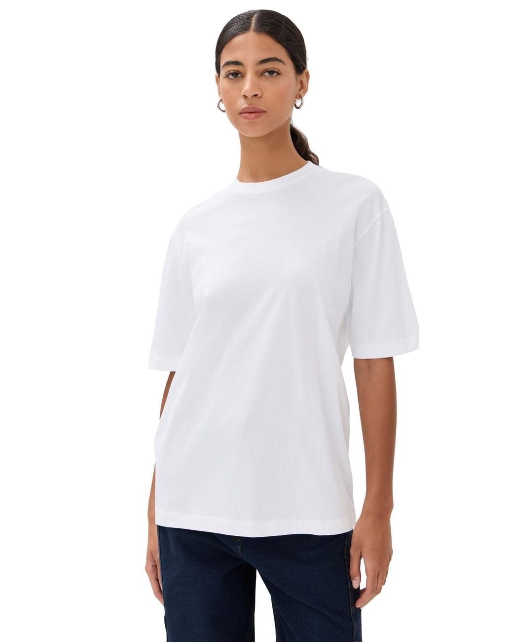 Tibi White Program Mock Neck T-Shirt