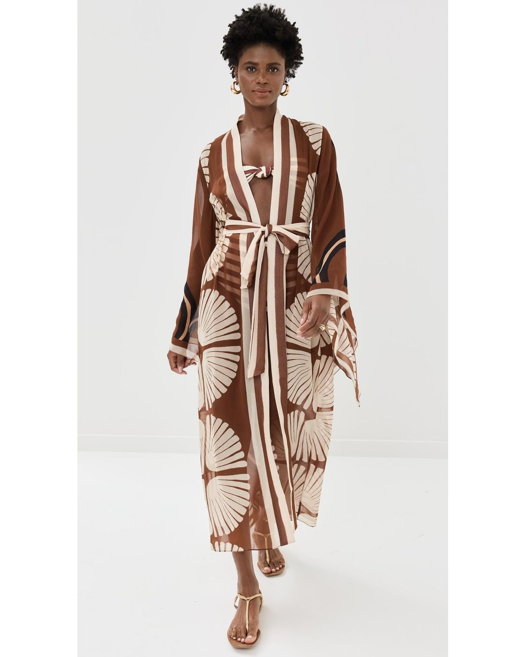 AP studio kimono gawn ブラウン Kimono long brown - German Aparrel