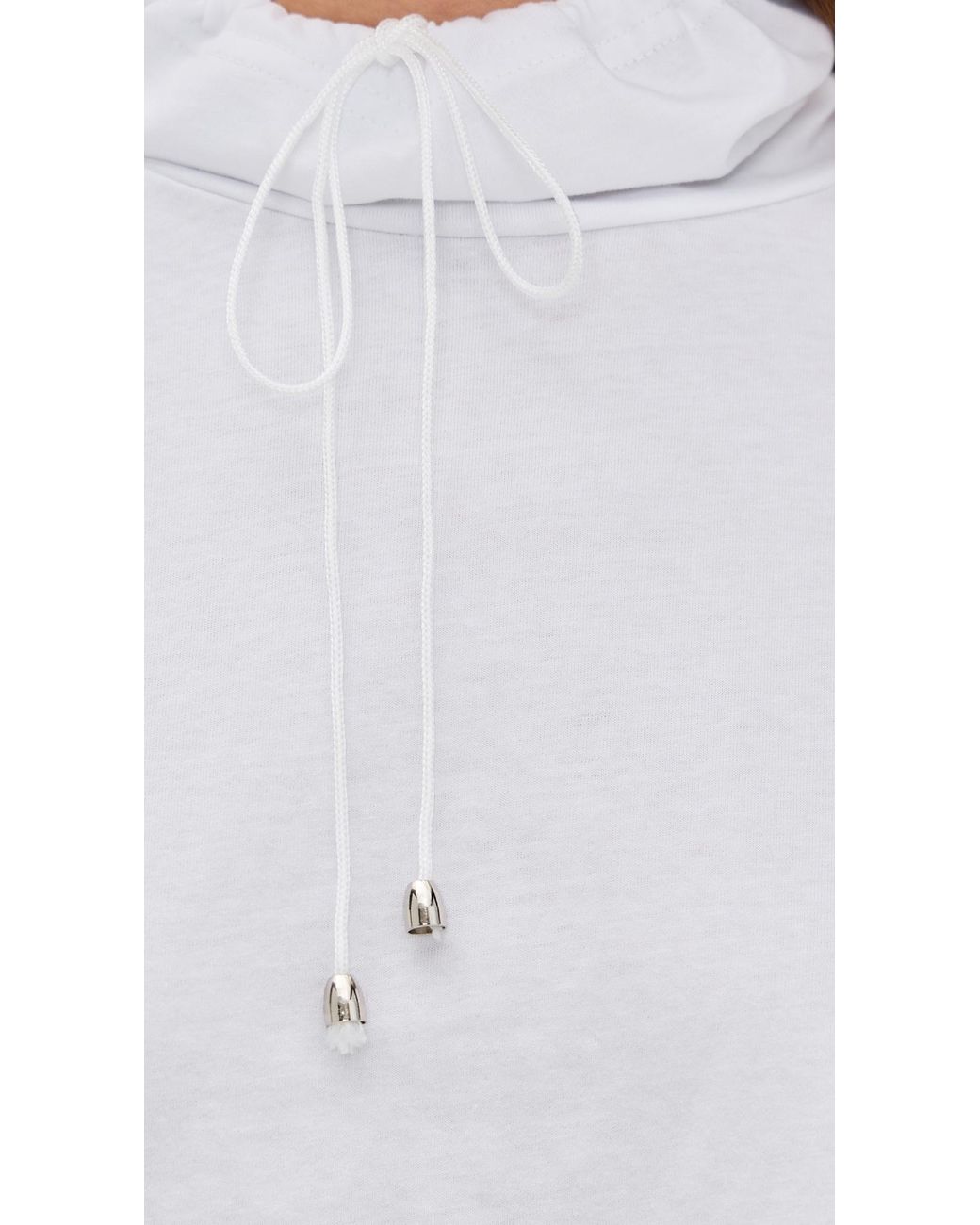 Simonett White High Neck Drawstring Tee
