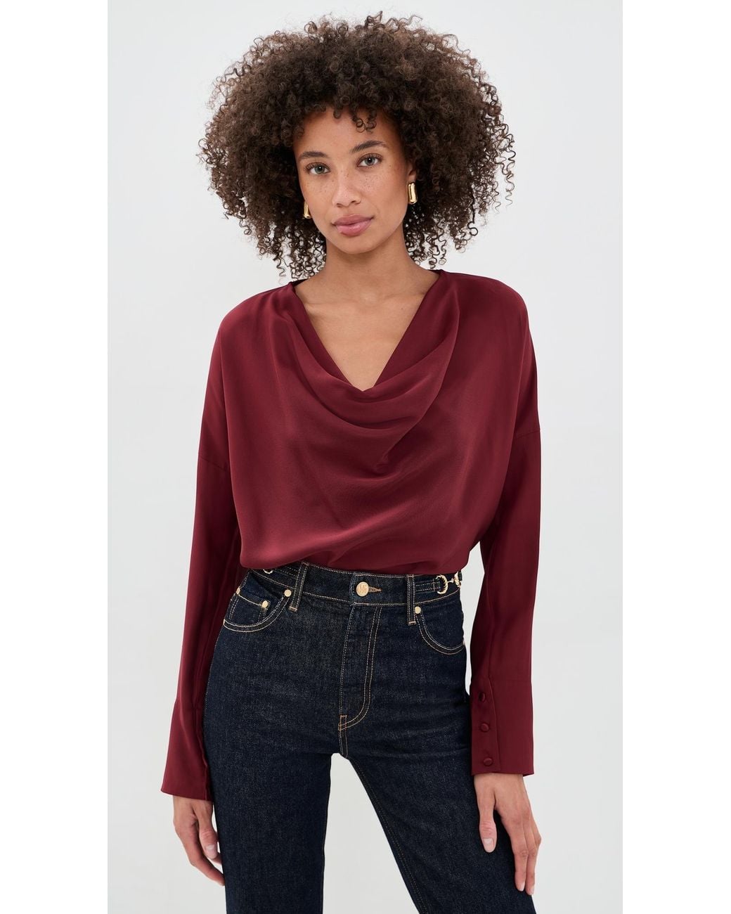 Rag & Bone Red Vinnie Silk Blouse