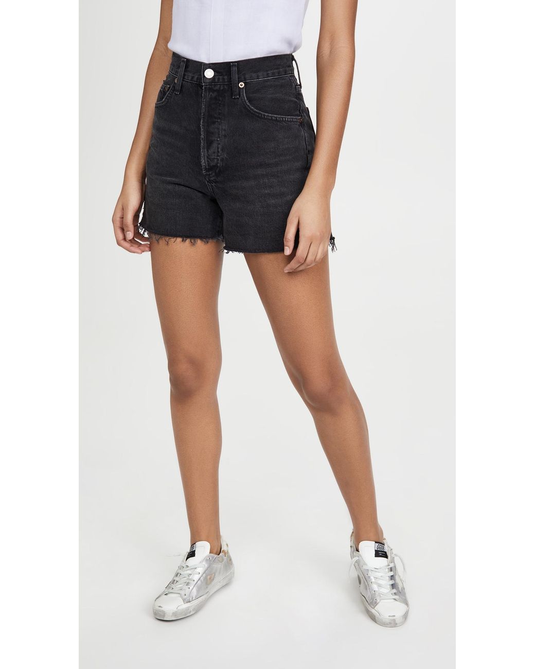 Agolde Denim Dee Super High Rise Shorts in Black | Lyst