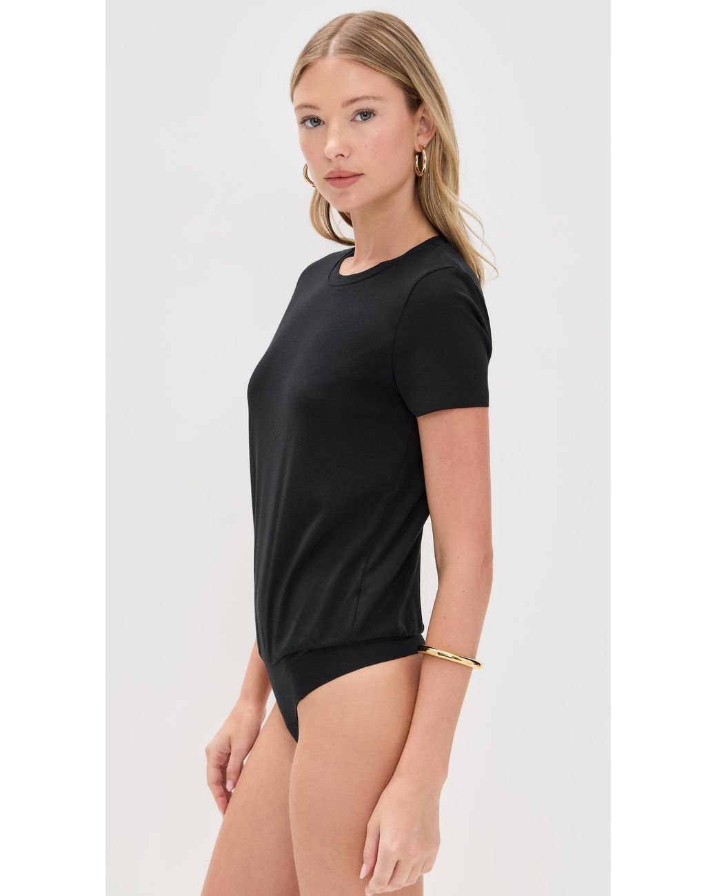 Commando Black Essential Cotton Tee Thong Bodysuit