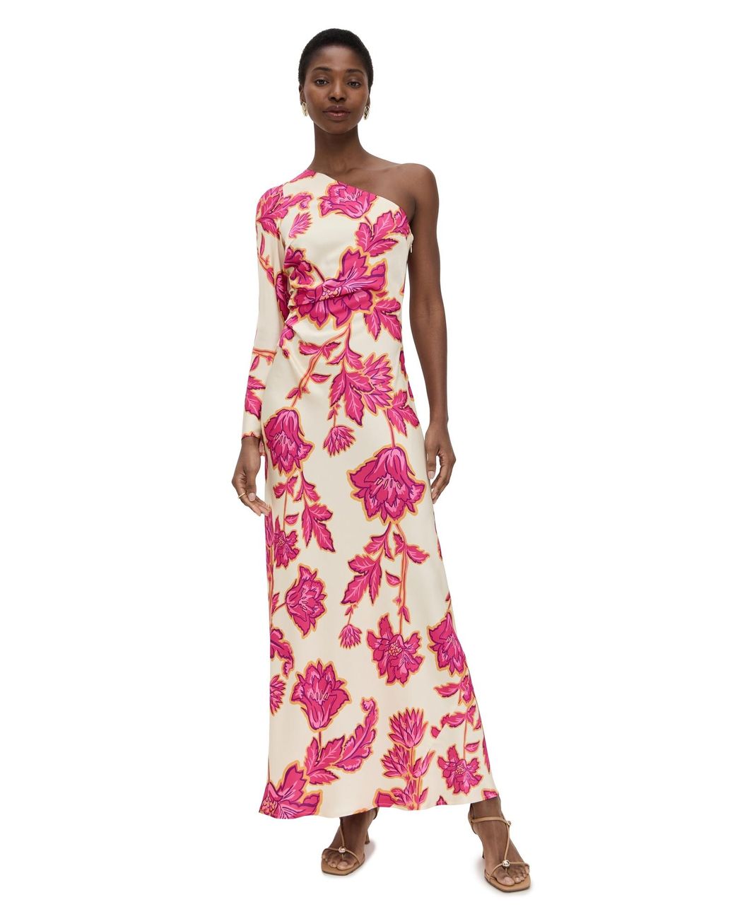 Kivari Rhia One Sleeve Maxi Dress in Red | Lyst