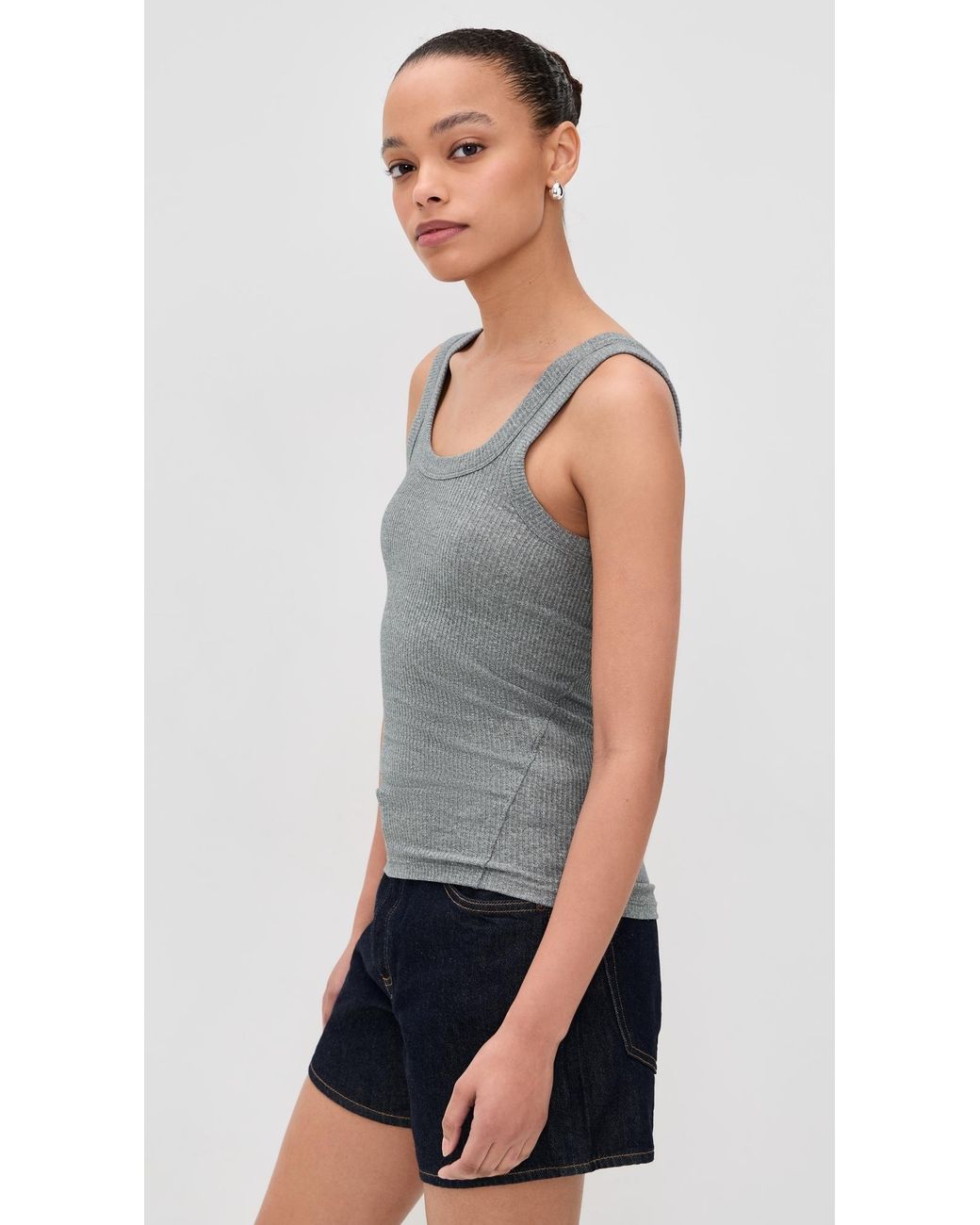 Rag & Bone Gray The Essential Rib U Neck Tank