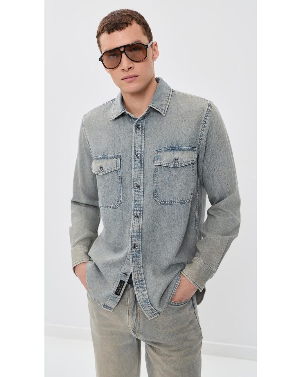 Rag & Bone Gray Infuse Cpo Overshirt for men