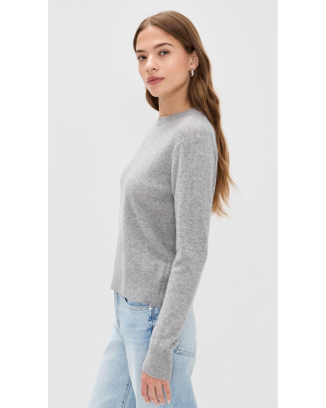 White + Warren Gray Cashmere Crew Pullover