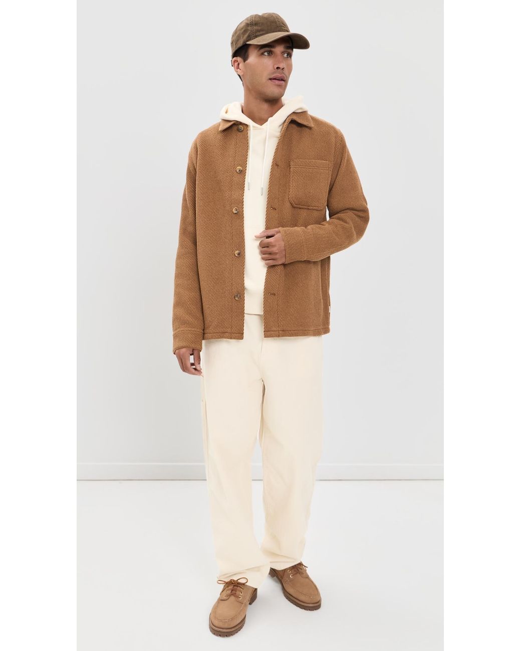 Les Deux Brown Twill Wool Shacket for men