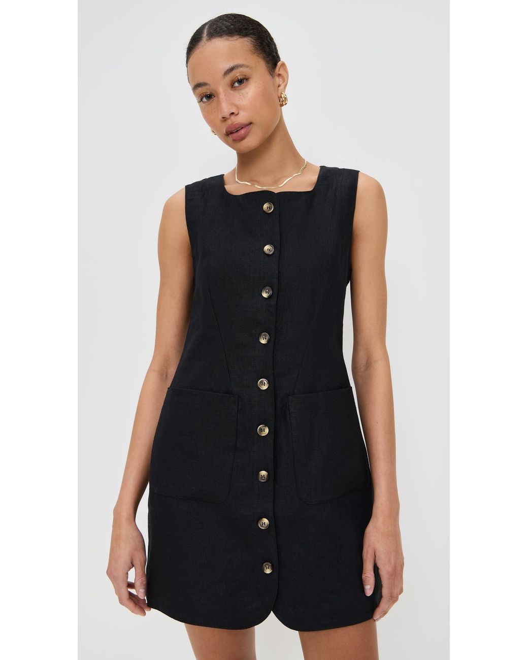 Posse Black Emma Button Down Mini Dress