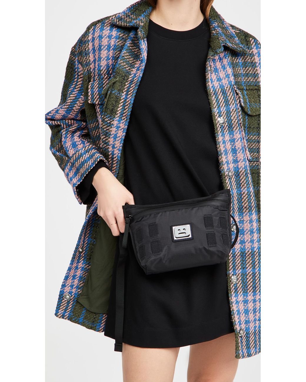 Acne Studios Face Mini Faux Leather Crossbody Bag in Black for Men