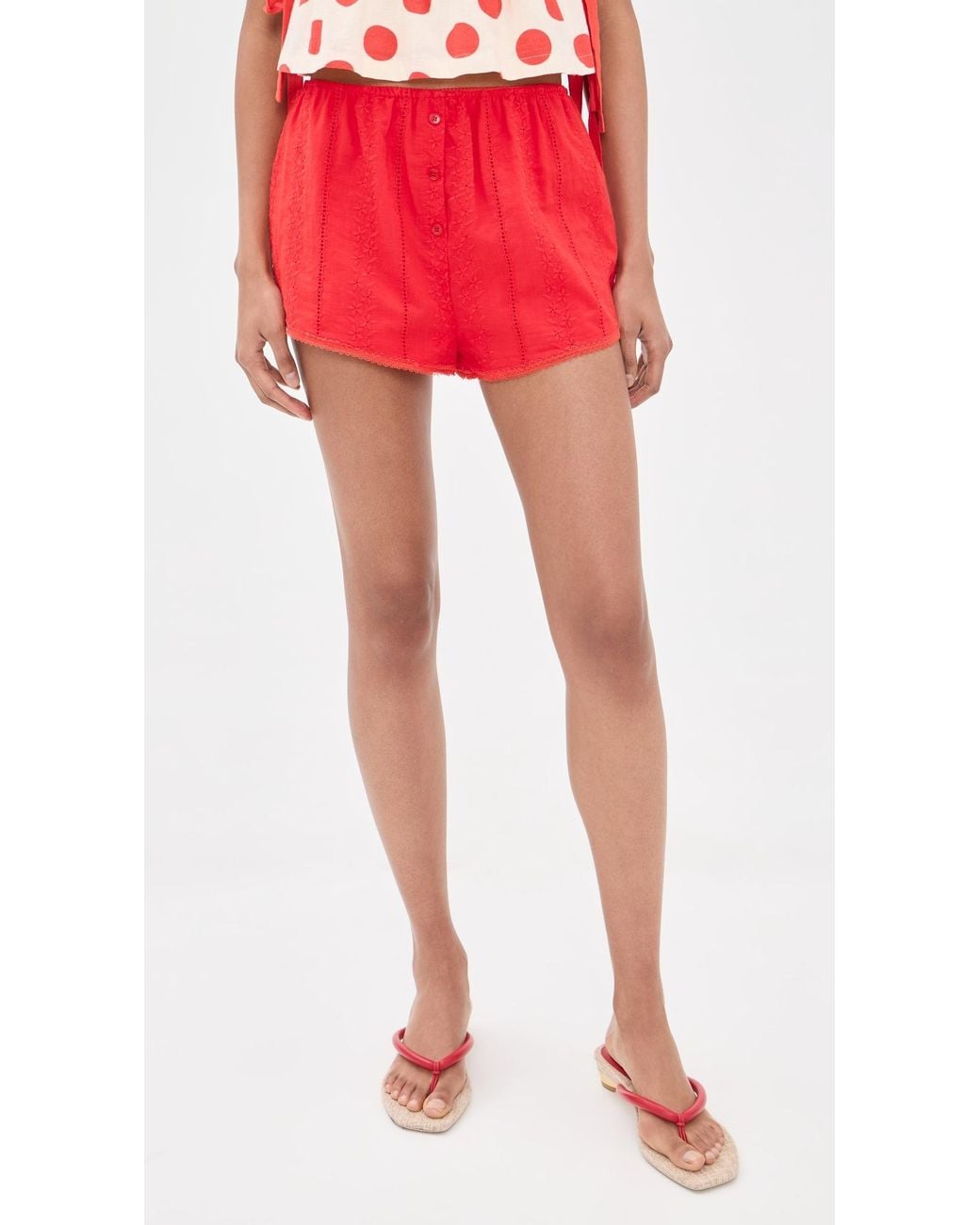 Bailey Rose Red Mini Eyelet Shorts