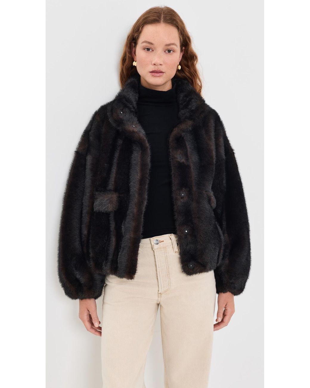 Apparis Black Iris Shaved Mink Bomber Jacket