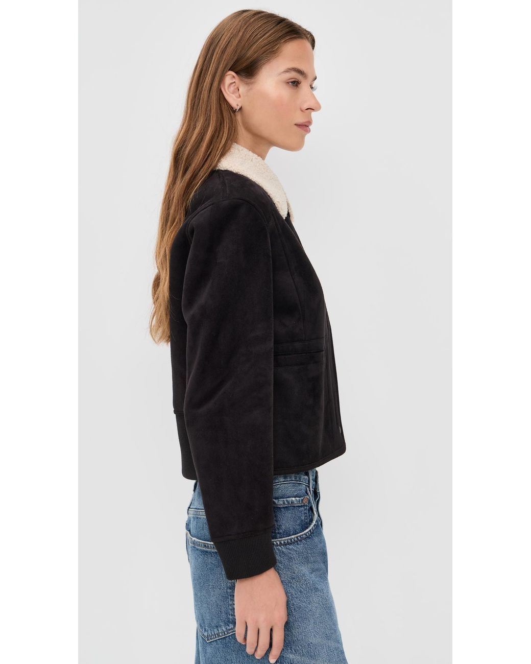 Velvet Black Juno Faux Suede Jacket