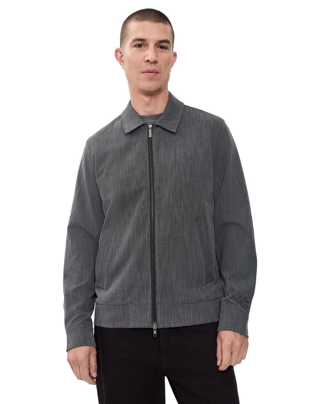 Les Deux Gray Herringbone Coach Jacket for men