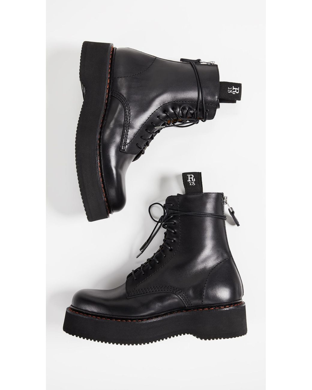 R13 Black Platform Combat Boots