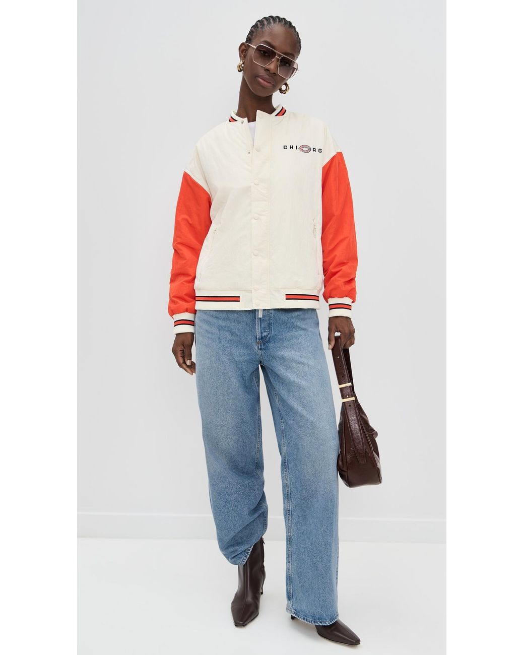 Terez Red Bears Colorblock Bomber Jacket