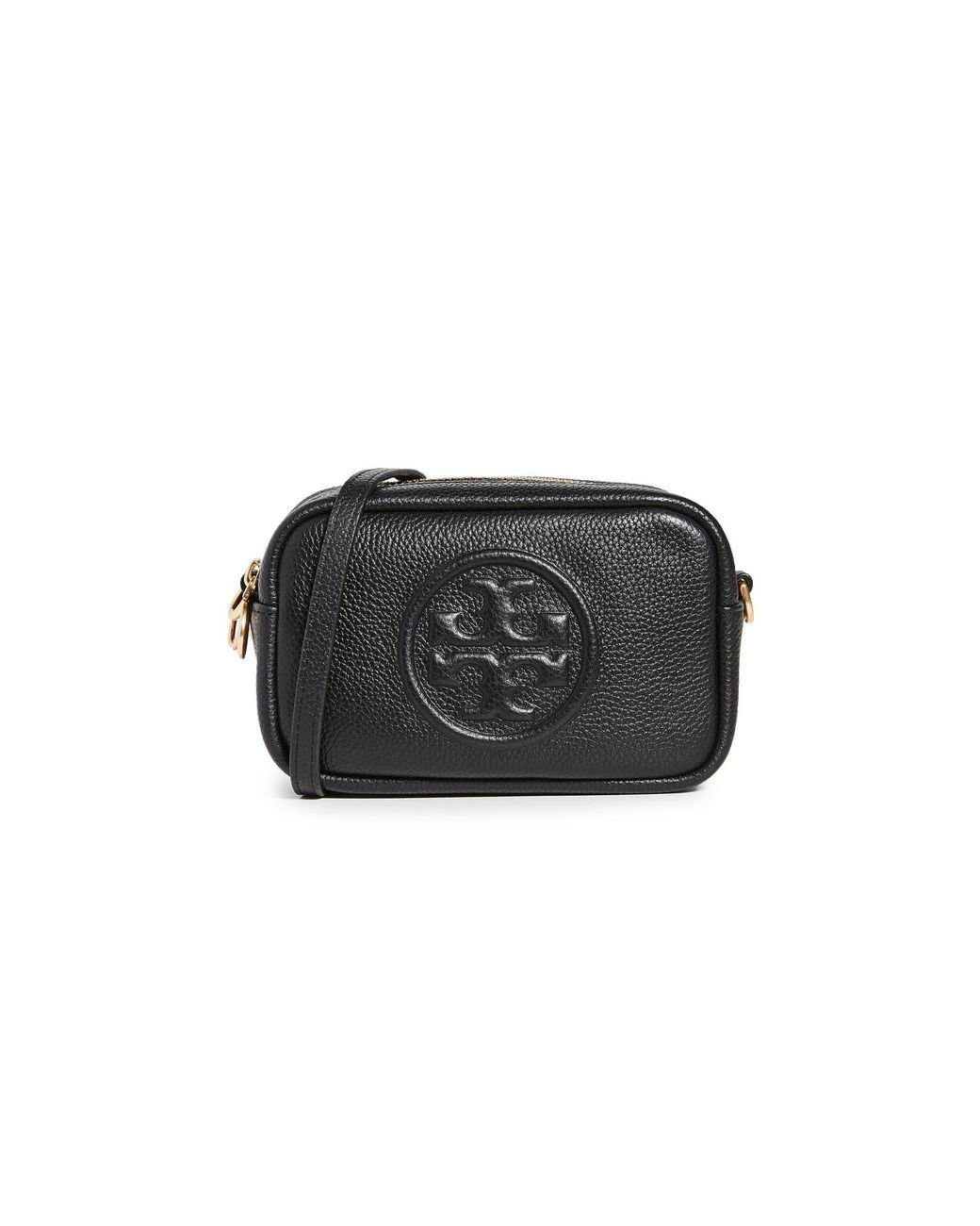 Tory Burch Mini Perry Bombé Leather Camera Bag in Black | Lyst Canada