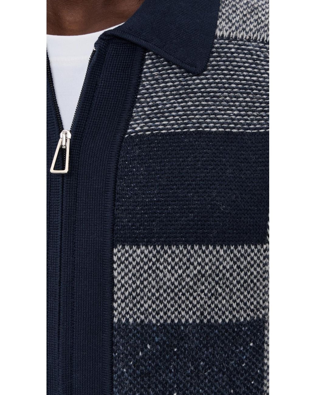 Paul Smith Blue Zip Patchwork Cardigan for men