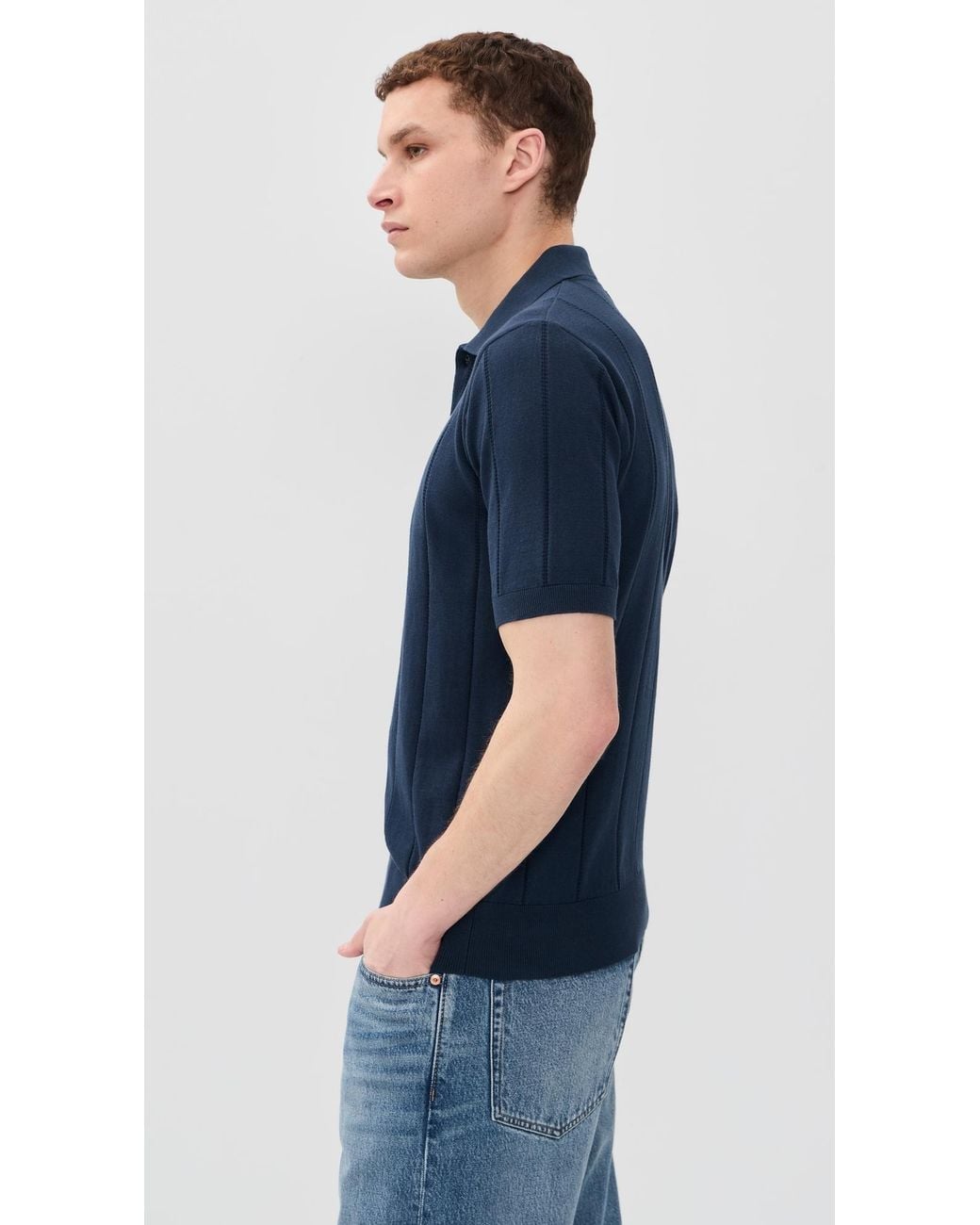 Far Afield Blue Jacobs Knitted Polo for men