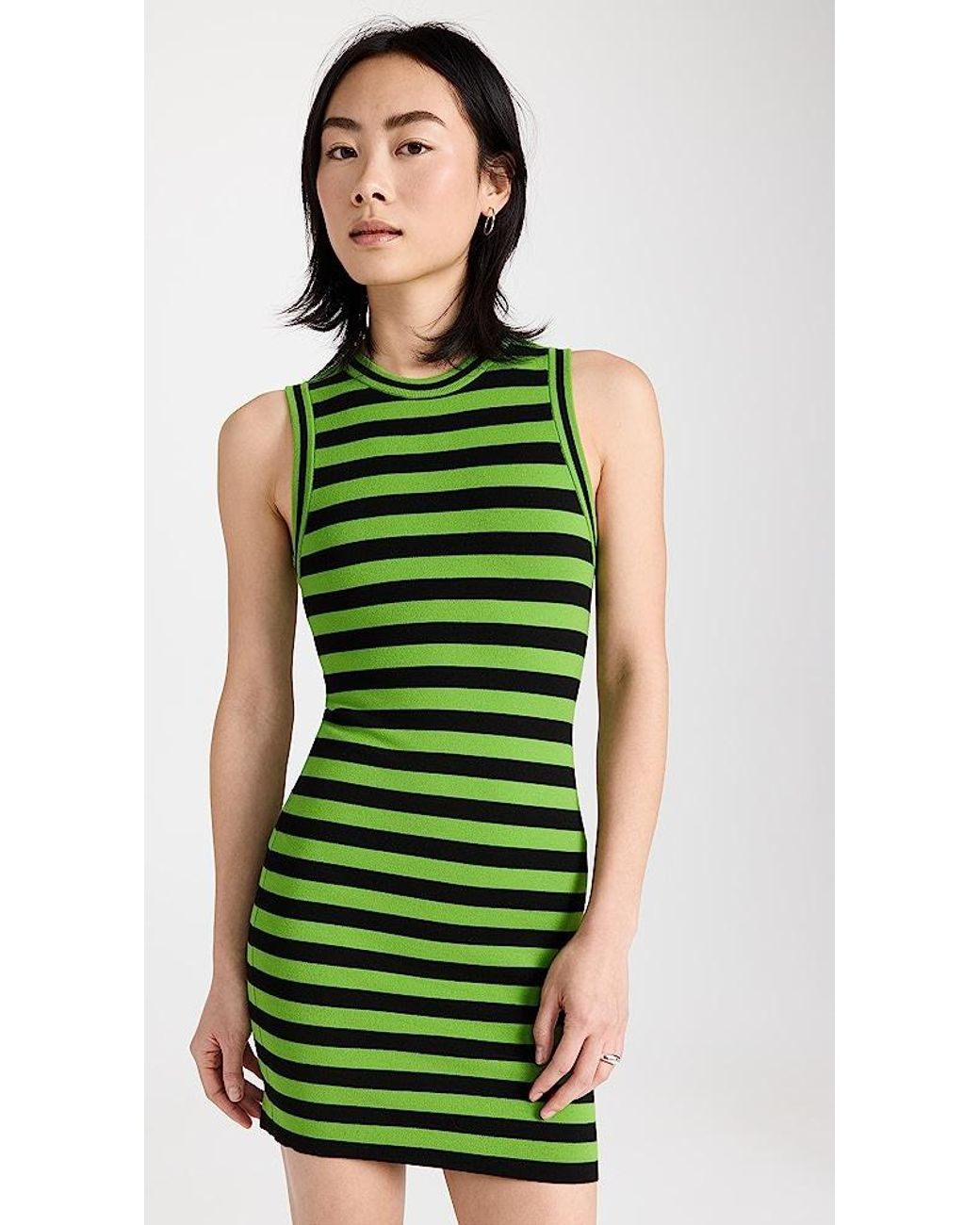 Alice + Olivia Alice + Olivia Landi Striped Mini Dress in Green | Lyst