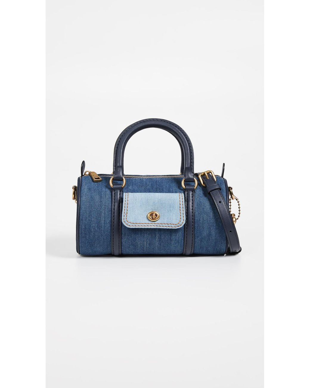 COACH Denim Colorblock Barrel Bag in Blue Lyst Canada