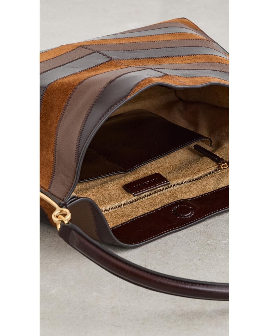Veronica Beard Brown Chevron Vida Bag