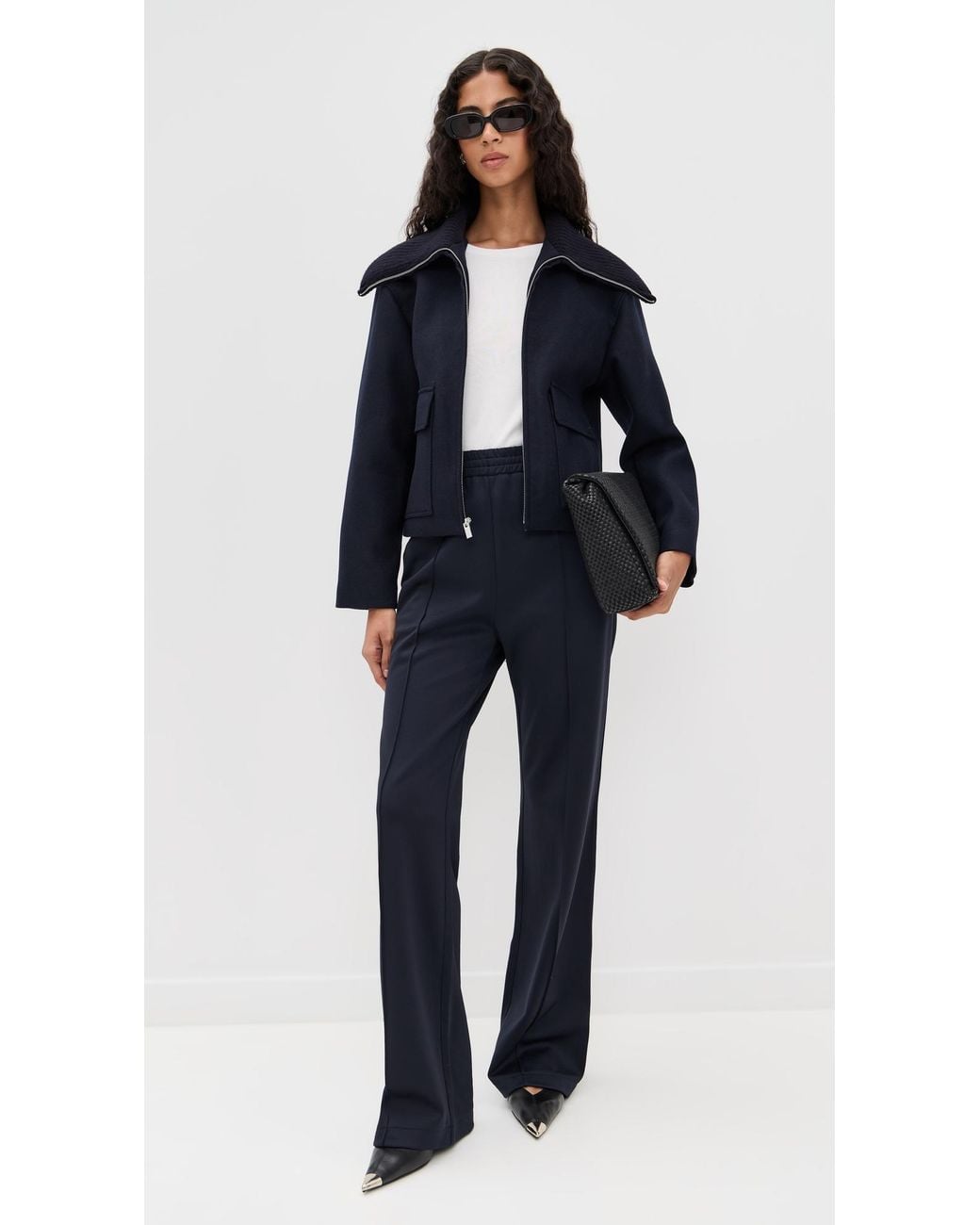 Theory Blue Cozy Collared Jacket