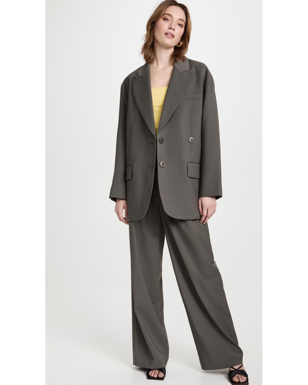 Tibi Gray Tropical Wool Liam Blazer